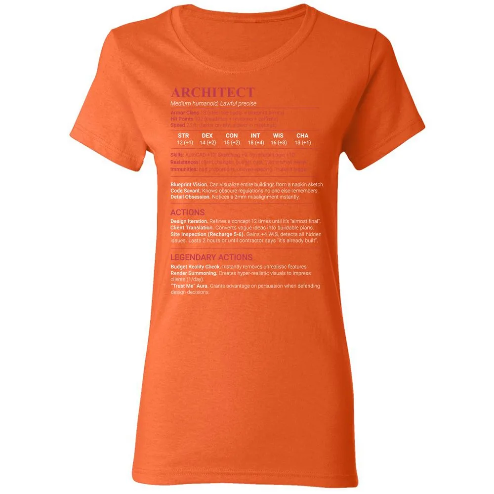 Architect Stats Women's T-Shirt - Orange - 12