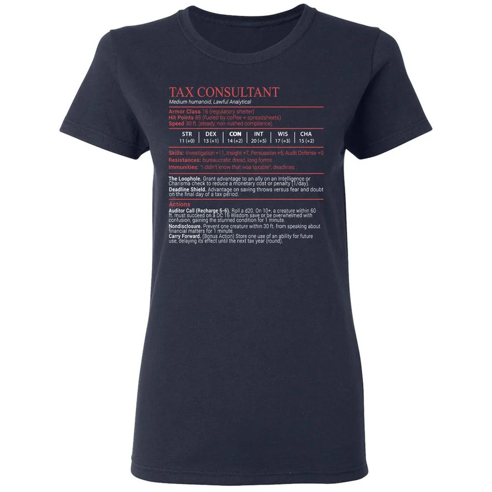 Tax Consultant Stats Block Women's T-Shirt - Navy - 2