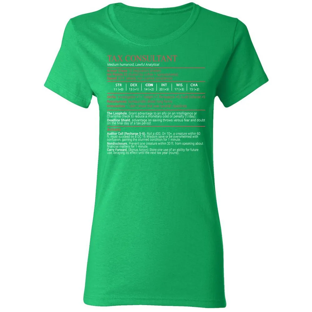 Tax Consultant Stats Block Women's T-Shirt - Irish Green - 7