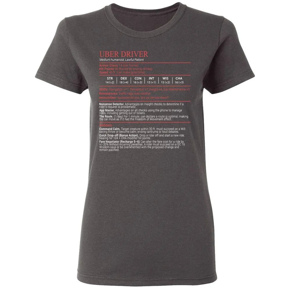 Uber Driver Stats Block Women's T-Shirt - Charcoal - 4