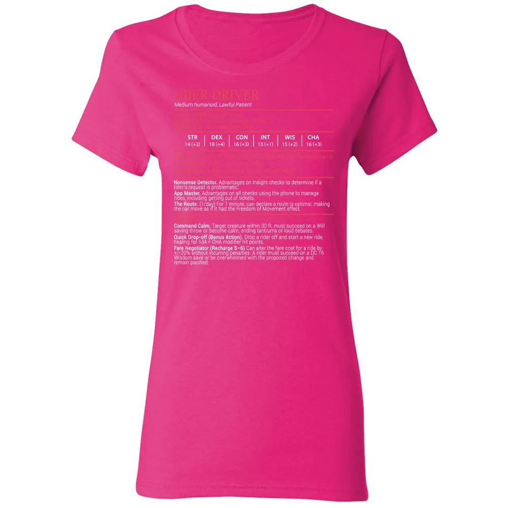 Uber Driver Stats Block Women's T-Shirt - Heliconia - 5