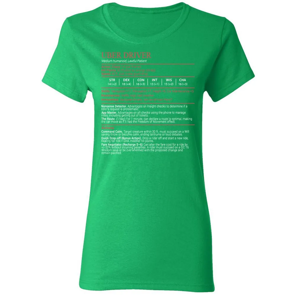Uber Driver Stats Block Women's T-Shirt - Irish Green - 7