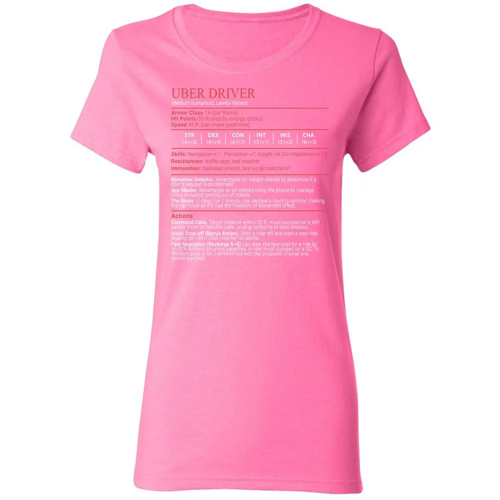 Uber Driver Stats Block Women's T-Shirt - Azalea - 11