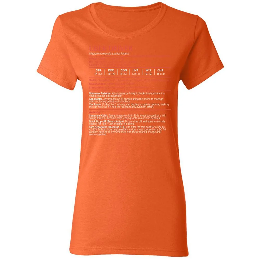 Uber Driver Stats Block Women's T-Shirt - Orange - 12