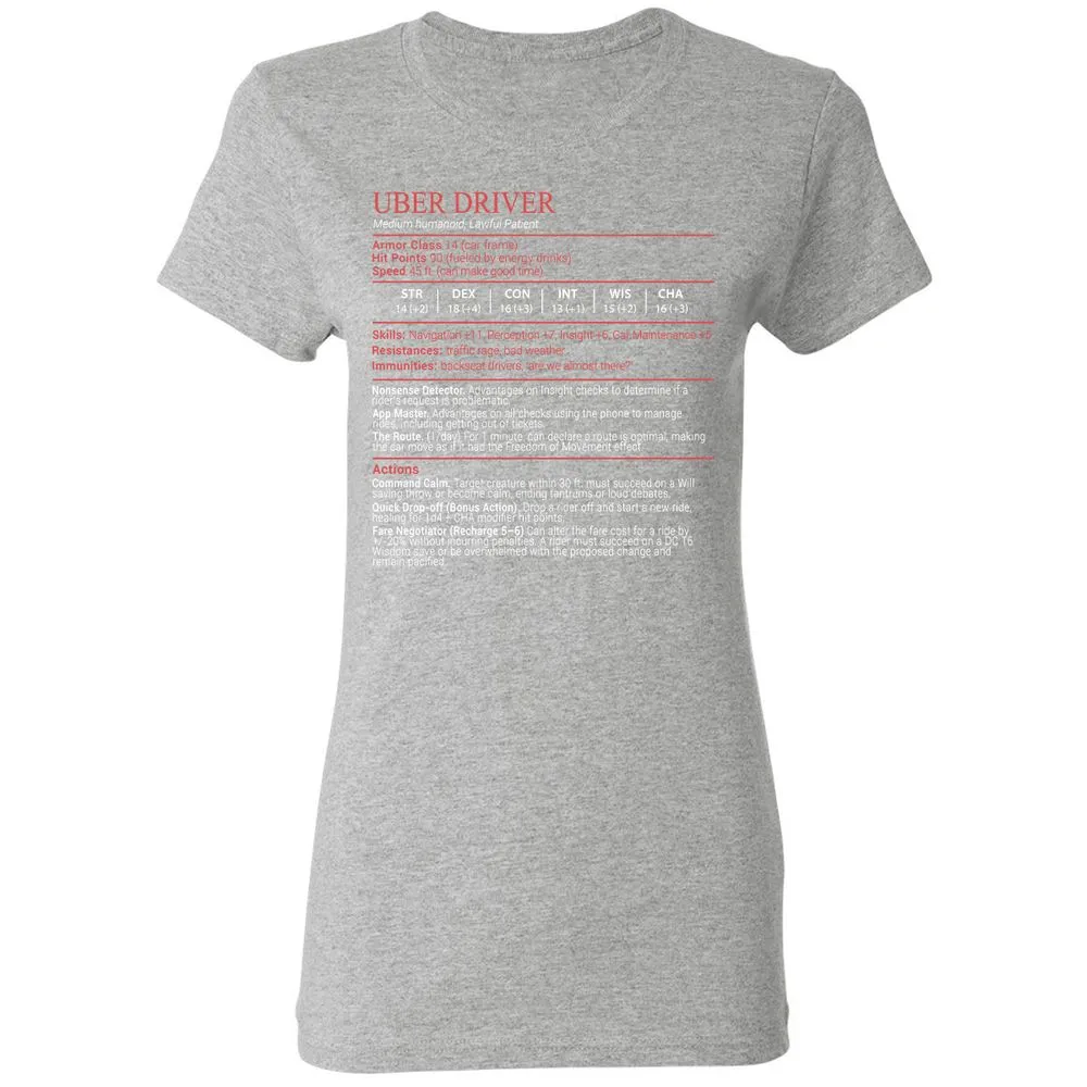 Uber Driver Stats Block Women's T-Shirt - Sport Grey - 14