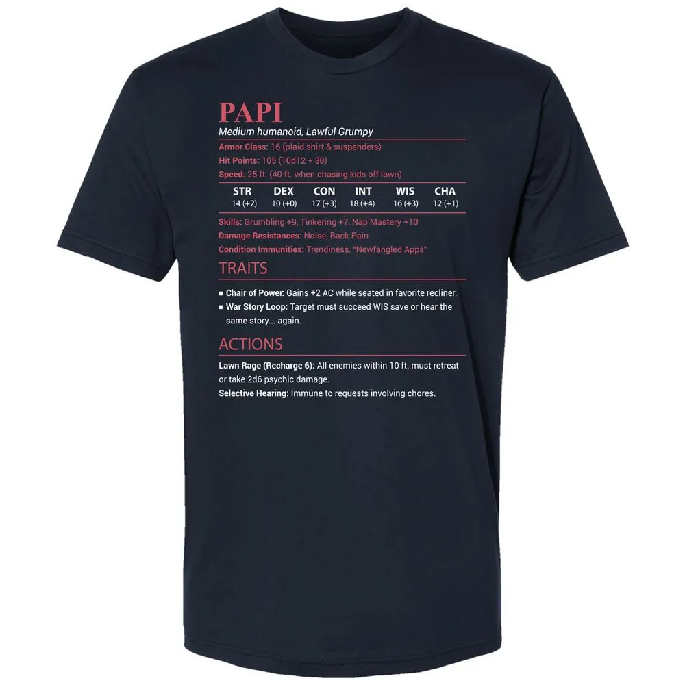 Papi Stats Premium Unisex T-Shirt - Midnight Navy - 2