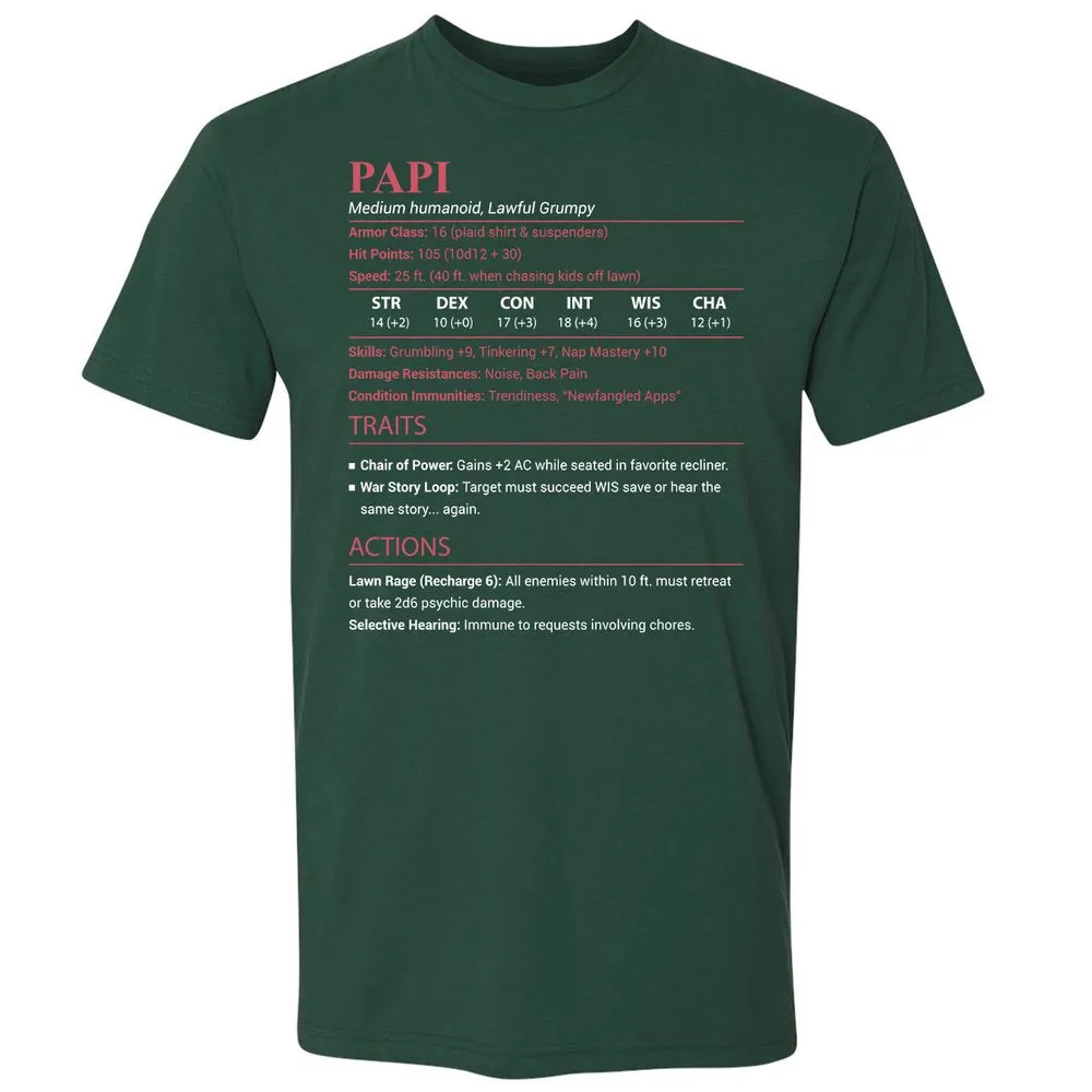 Papi Stats Premium Unisex T-Shirt - Forest Green - 3