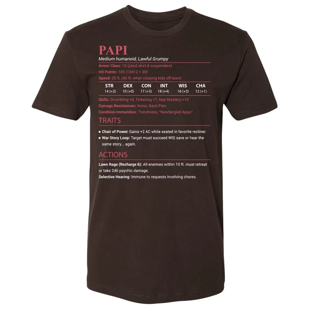 Papi Stats Premium Unisex T-Shirt - Dark Chocolate - 6