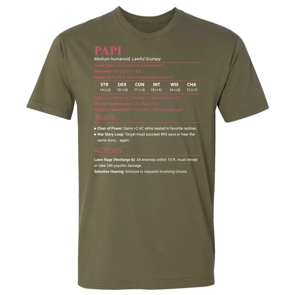 Papi Stats Premium Unisex T-Shirt - Military Green - 8
