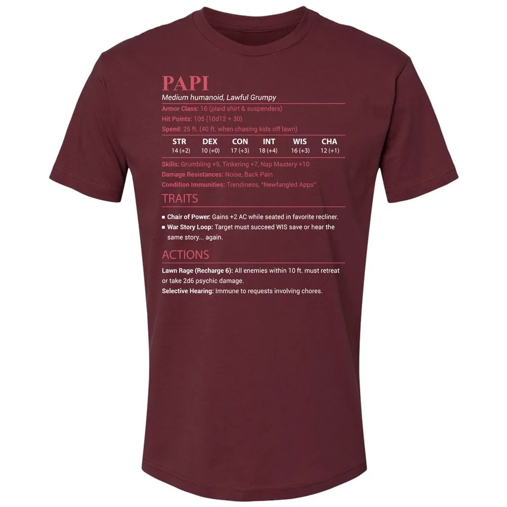 Papi Stats Premium Unisex T-Shirt - Maroon - 10