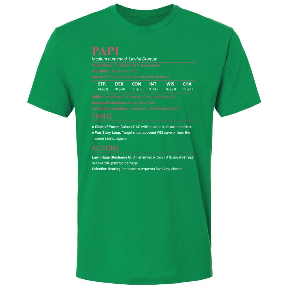 Papi Stats Premium Unisex T-Shirt - Kelly Green - 13