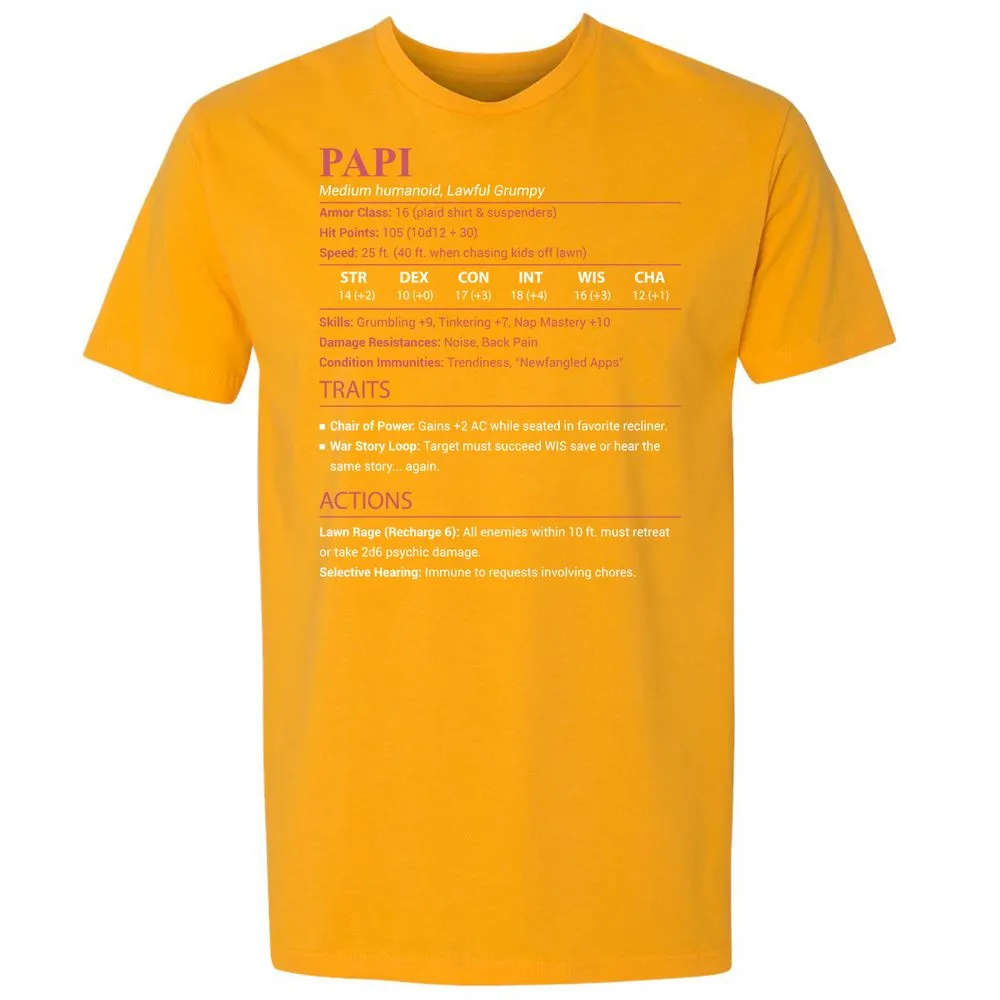 Papi Stats Premium Unisex T-Shirt - Gold - 18