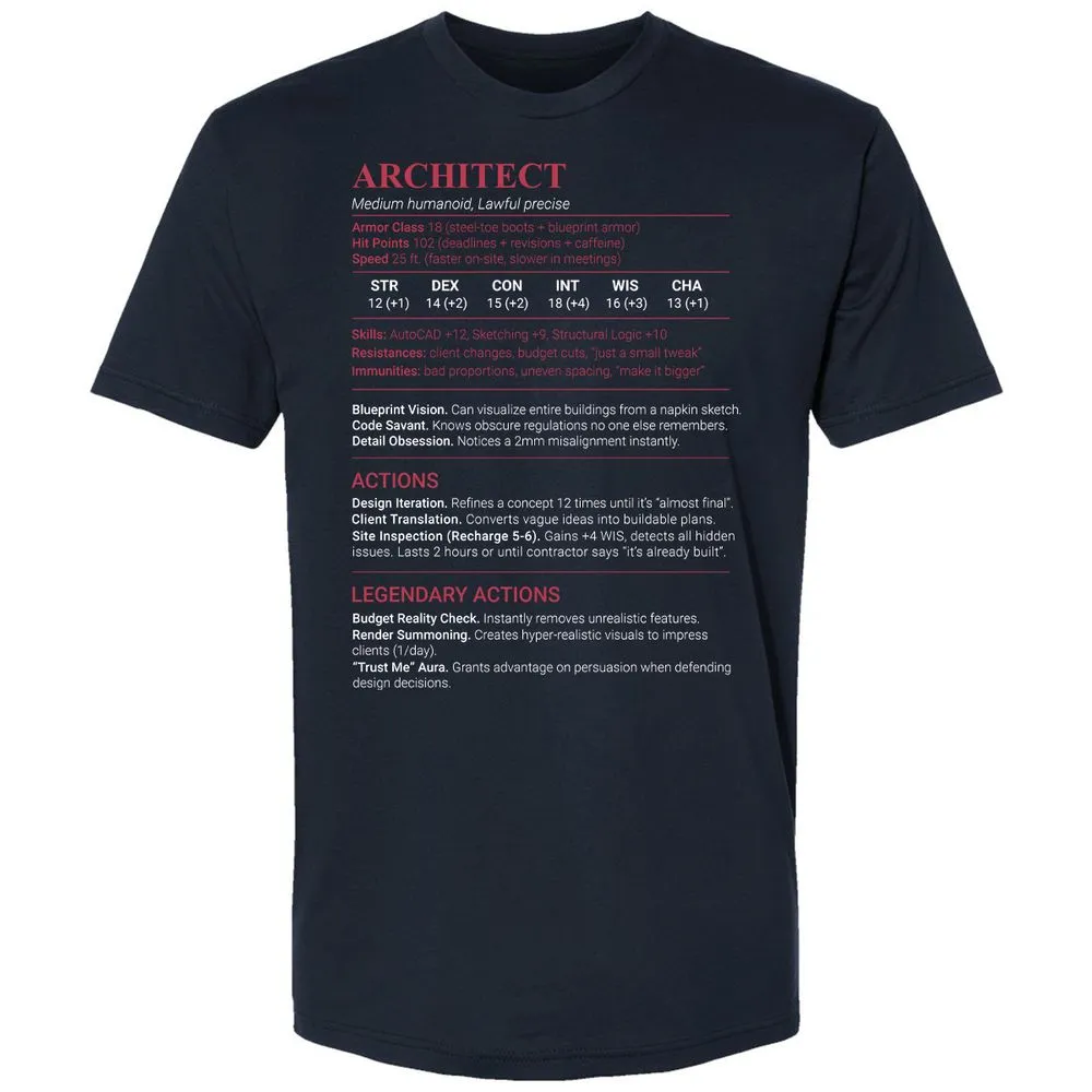 Architect Stats Premium Unisex T-Shirt - Midnight Navy - 2