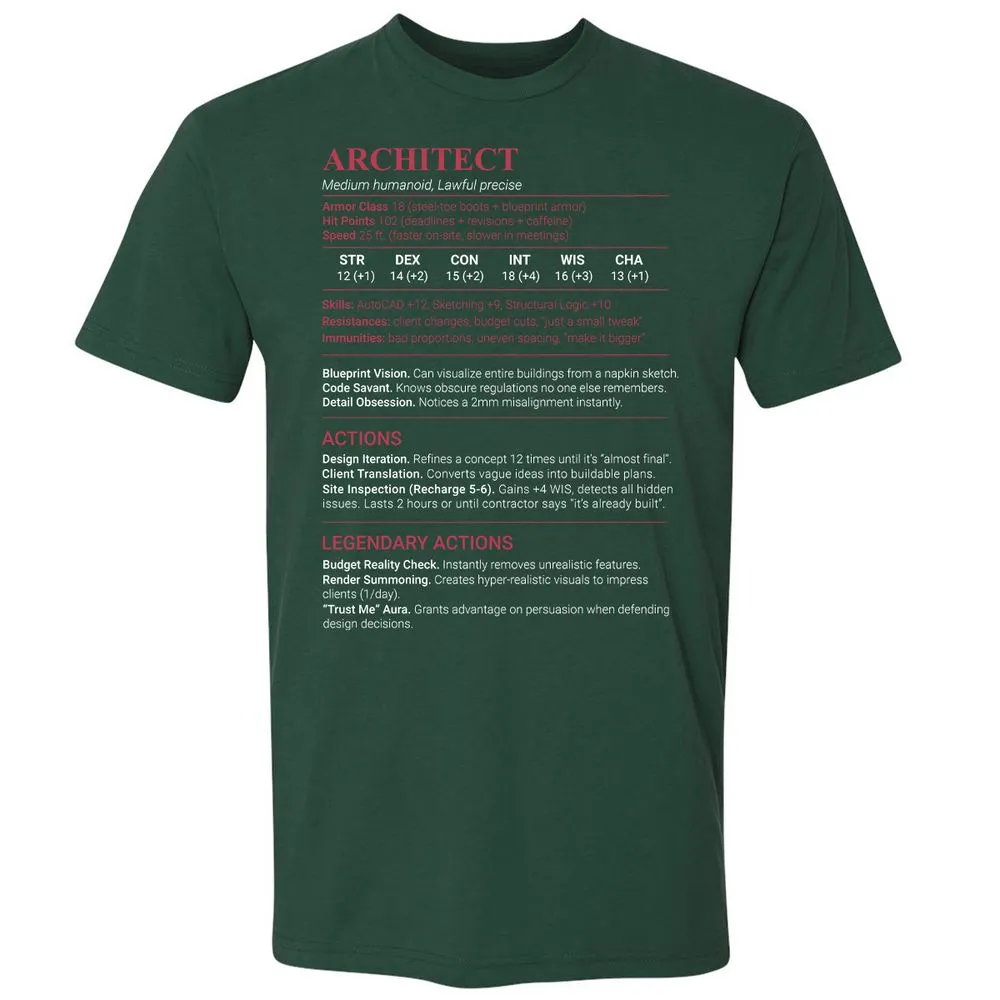 Architect Stats Premium Unisex T-Shirt - Forest Green - 3