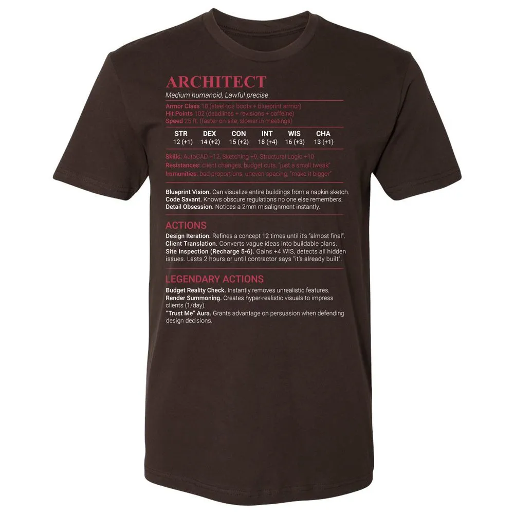 Architect Stats Premium Unisex T-Shirt - Dark Chocolate - 6