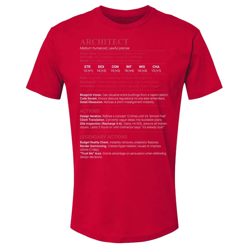Architect Stats Premium Unisex T-Shirt - Red - 9