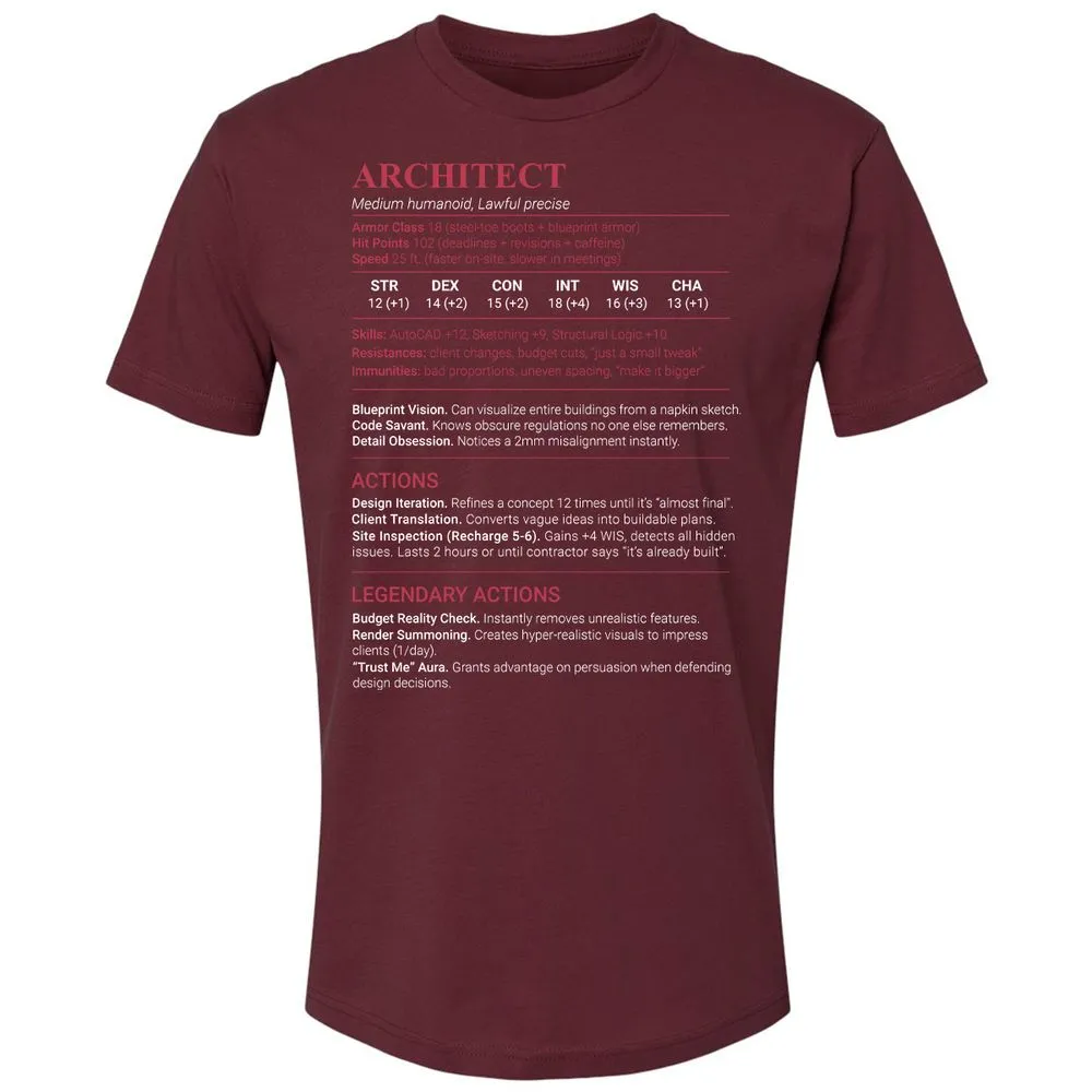 Architect Stats Premium Unisex T-Shirt - Maroon - 10
