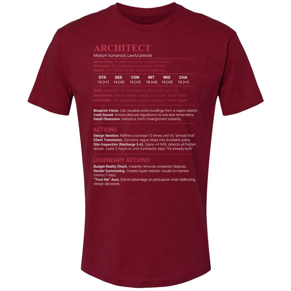 Architect Stats Premium Unisex T-Shirt - Cardinal - 11