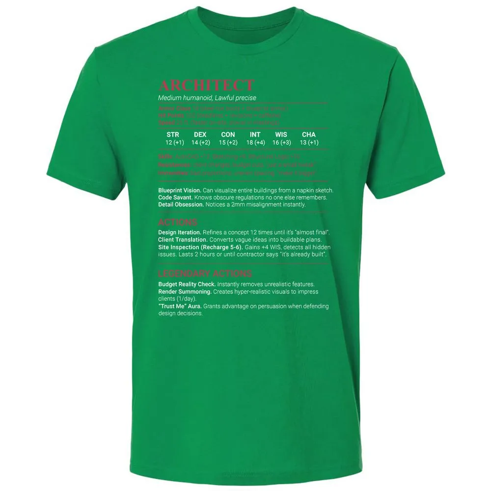 Architect Stats Premium Unisex T-Shirt - Kelly Green - 13