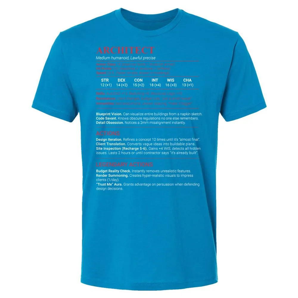 Architect Stats Premium Unisex T-Shirt - Turquoise - 15