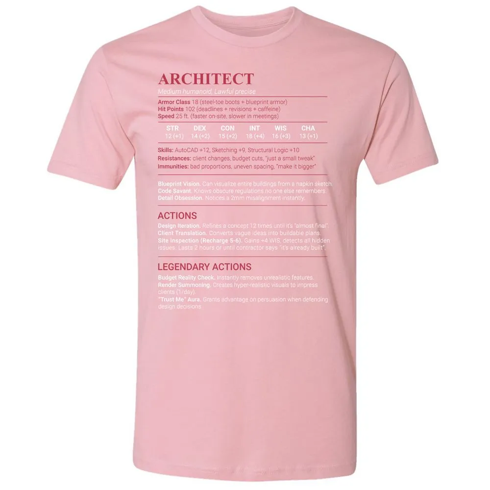 Architect Stats Premium Unisex T-Shirt - Light Pink - 16