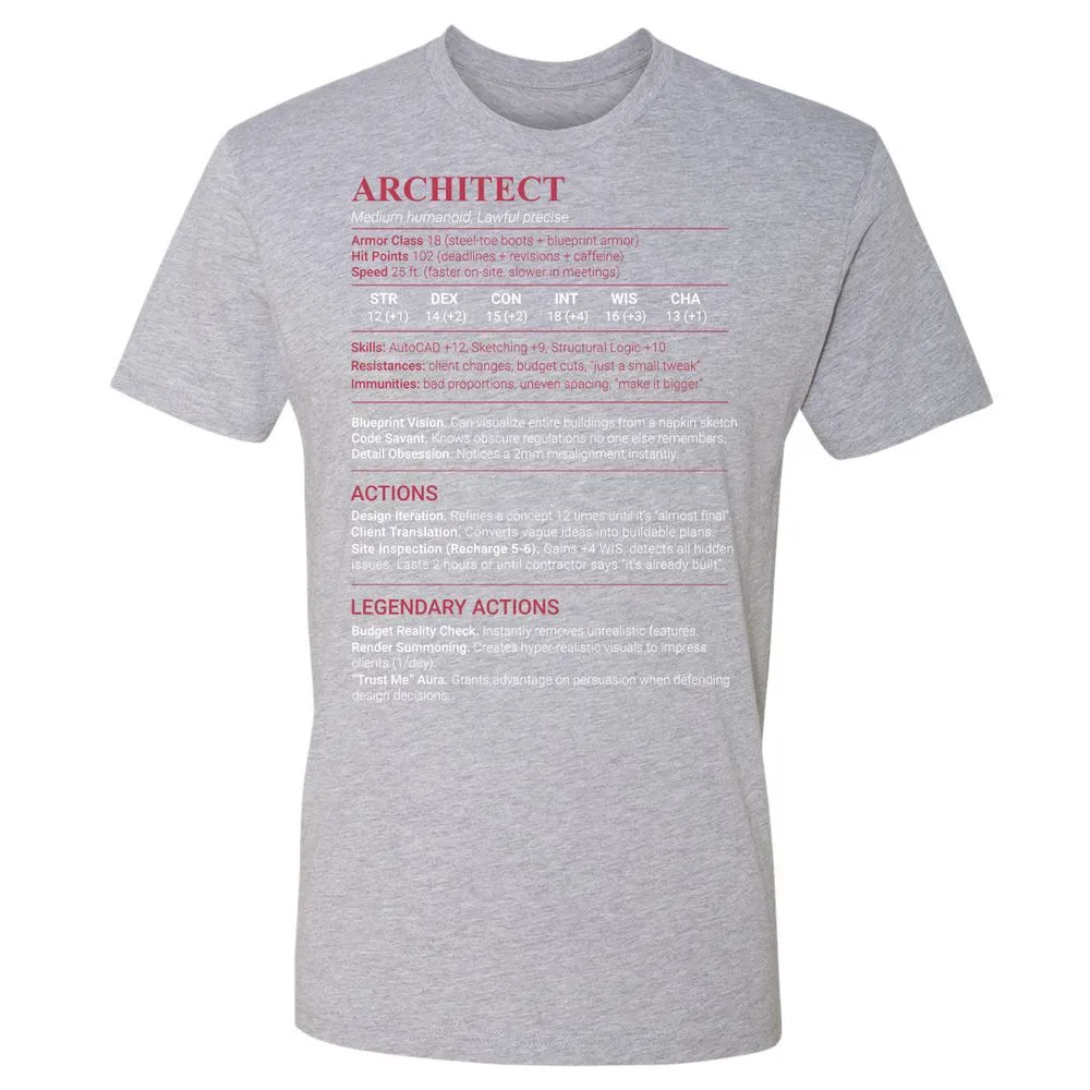 Architect Stats Premium Unisex T-Shirt - Heather Grey - 19