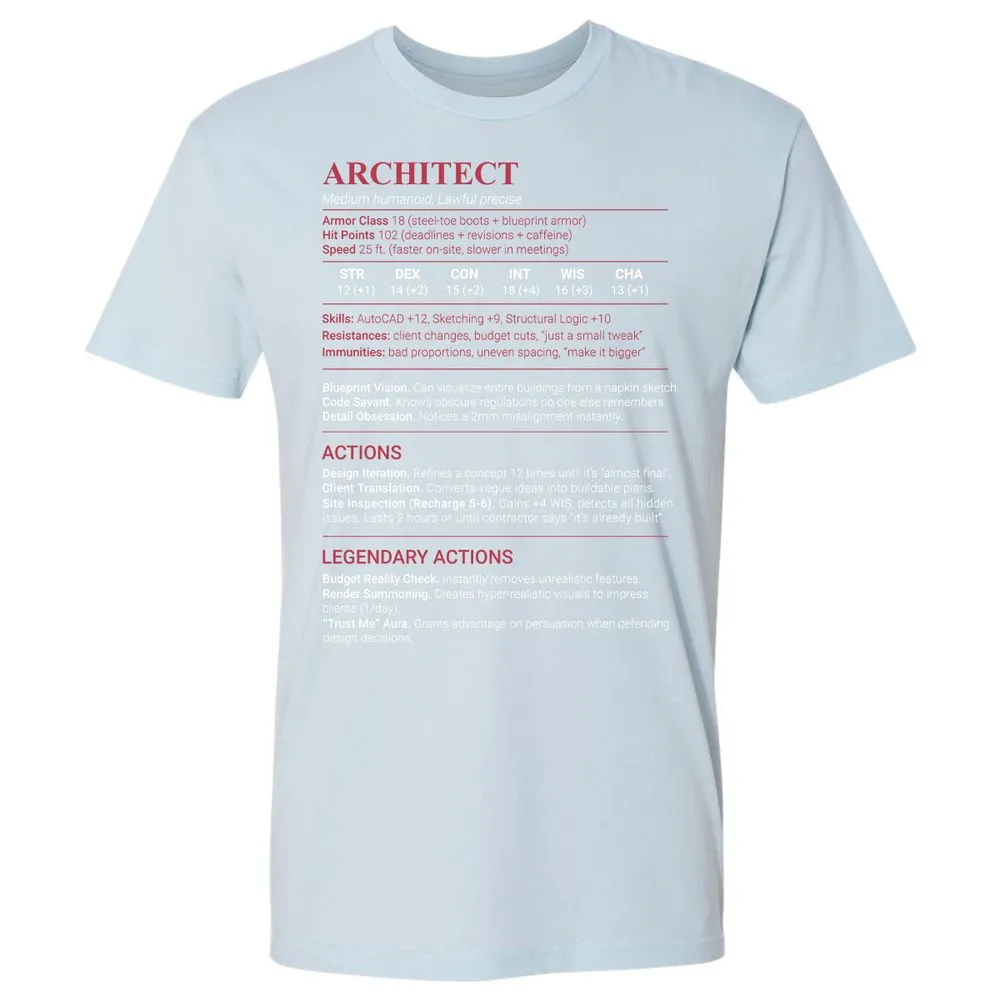 Architect Stats Premium Unisex T-Shirt - Light Blue - 21