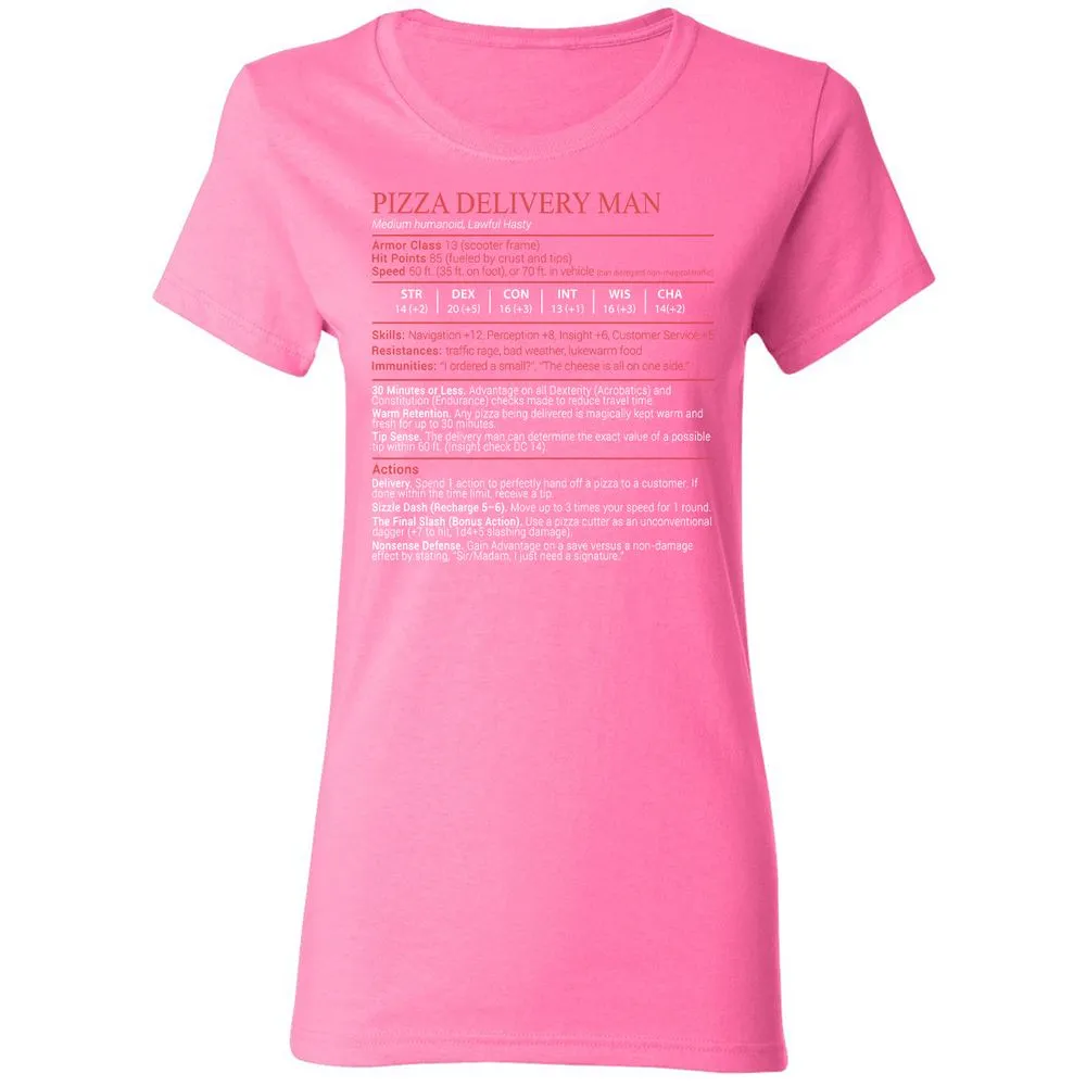 Pizza Delivery Man Stats Block Women's T-Shirt - Azalea - 11