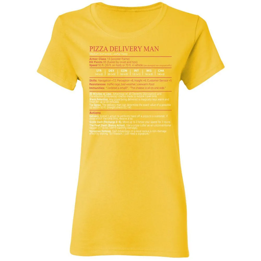 Pizza Delivery Man Stats Block Women's T-Shirt - Daisy - 16