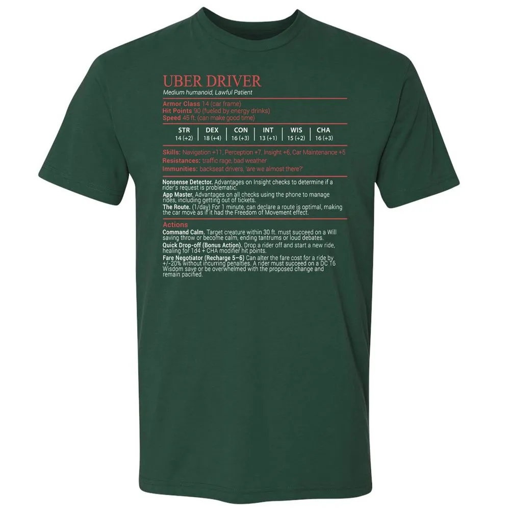 Uber Driver Stats Block Premium Unisex T-Shirt - Forest Green - 3