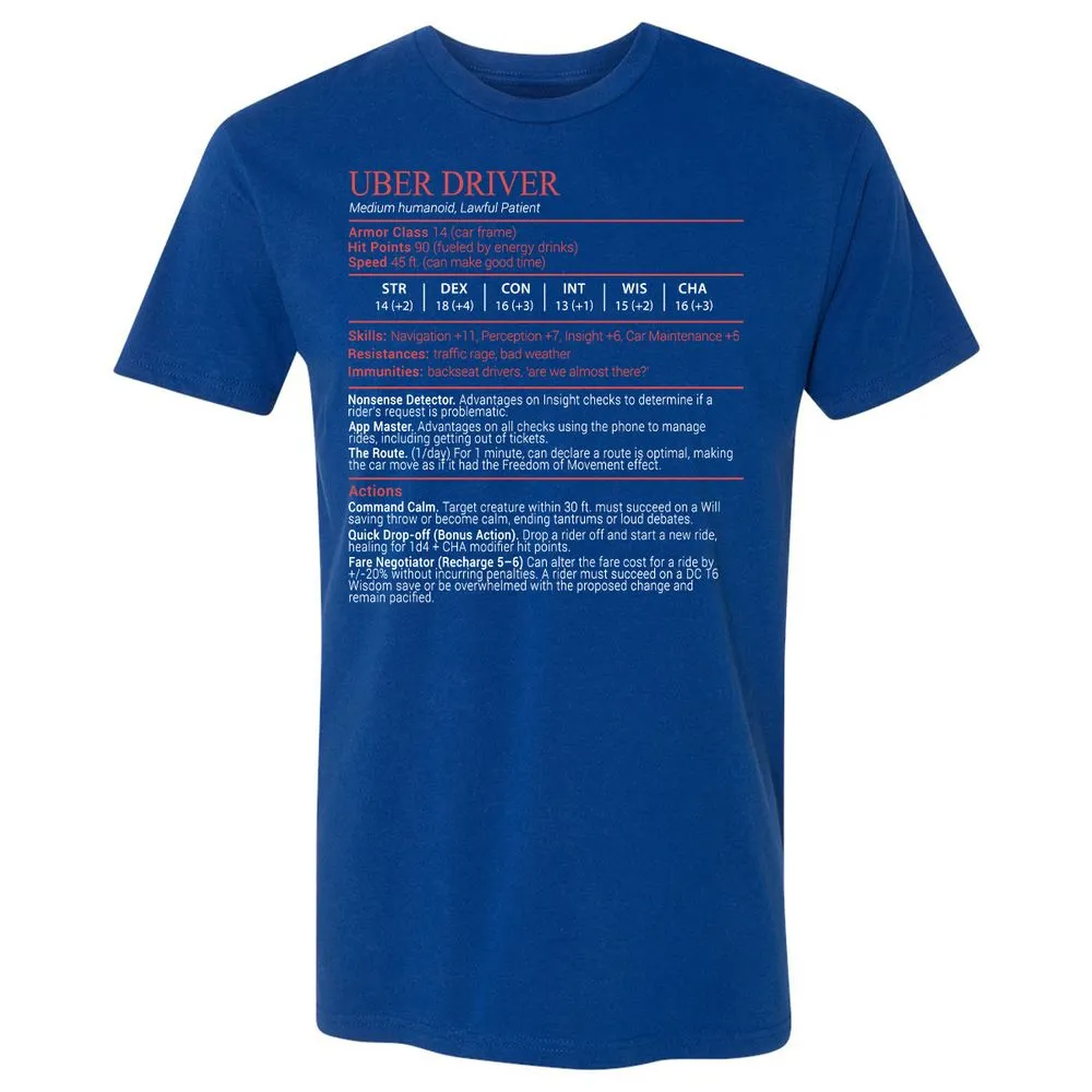 Uber Driver Stats Block Premium Unisex T-Shirt - Royal - 4