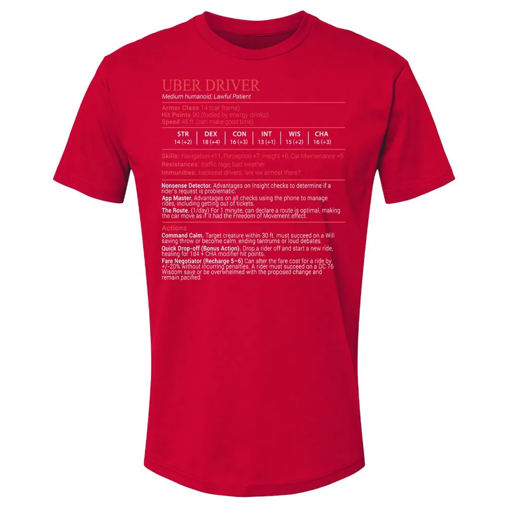 Uber Driver Stats Block Premium Unisex T-Shirt - Red - 9