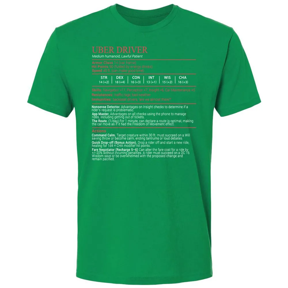 Uber Driver Stats Block Premium Unisex T-Shirt - Kelly Green - 13
