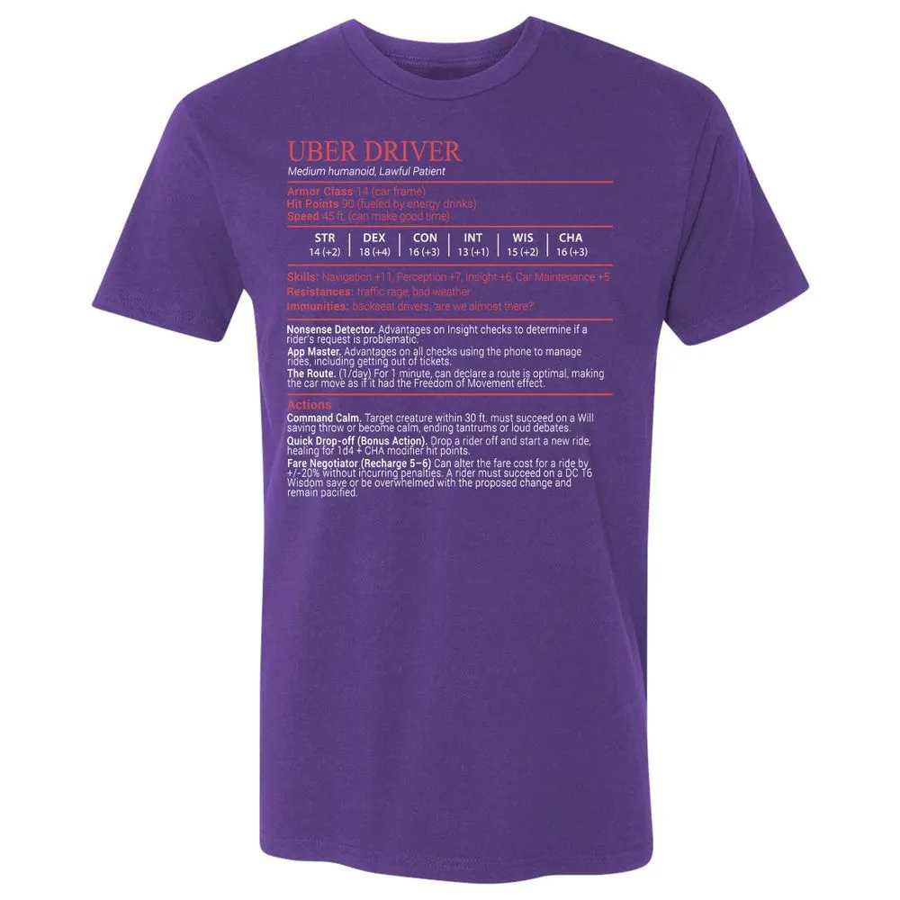 Uber Driver Stats Block Premium Unisex T-Shirt - Purple Rush - 14