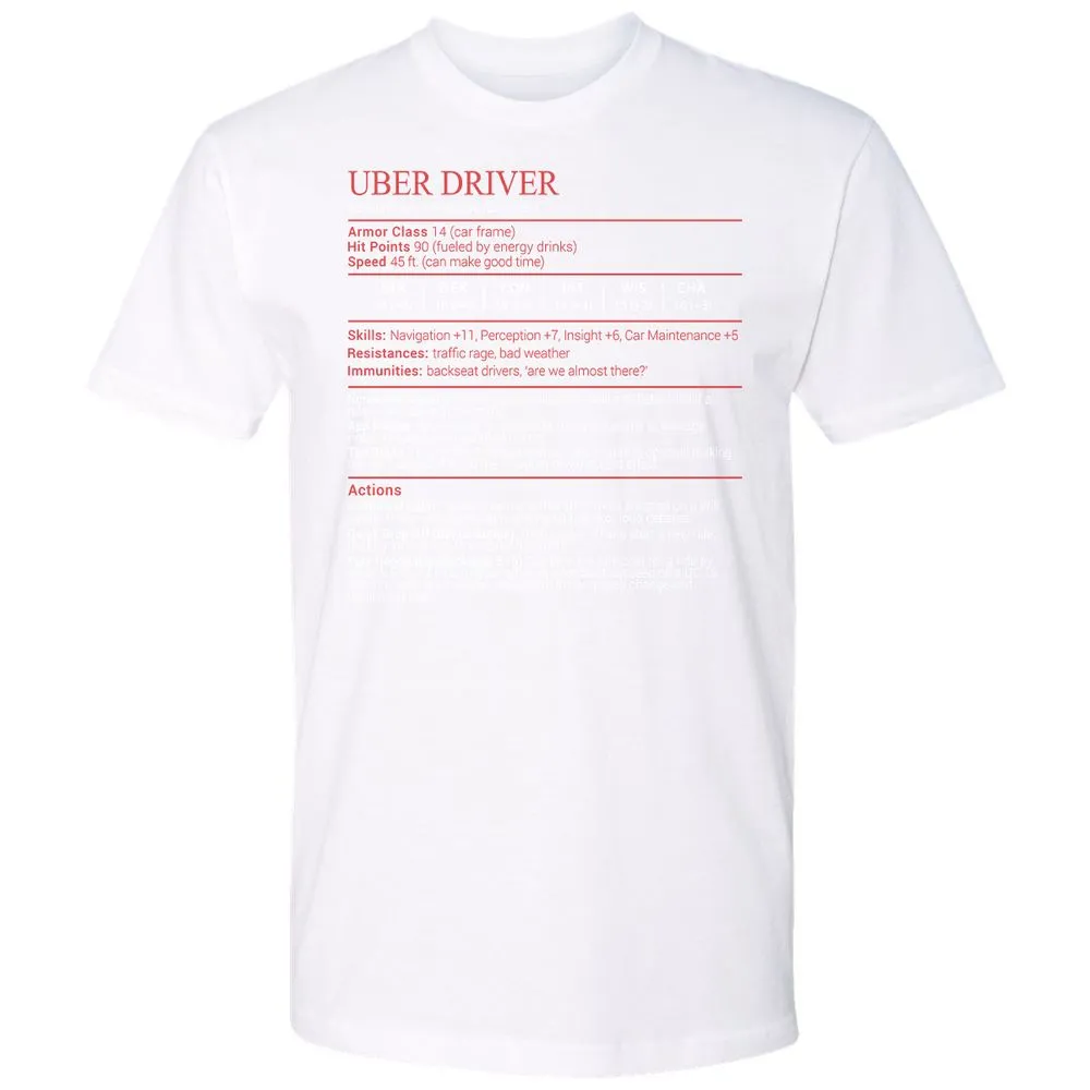 Uber Driver Stats Block Premium Unisex T-Shirt - White - 17