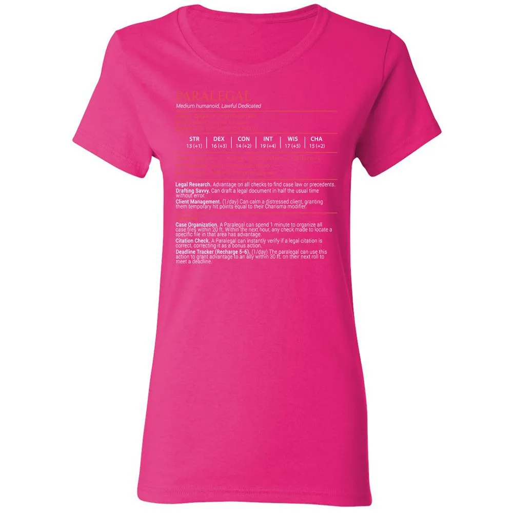Paralegal Stats Block Women's T-Shirt - Heliconia - 5