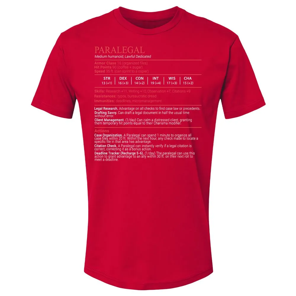 Paralegal Stats Block Premium Unisex T-Shirt - Red - 9