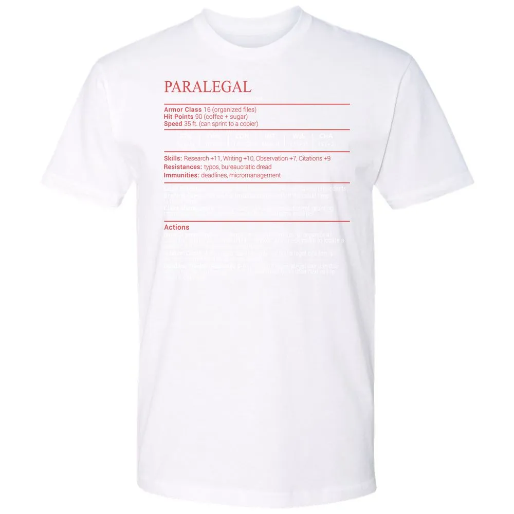 Paralegal Stats Block Premium Unisex T-Shirt - White - 17