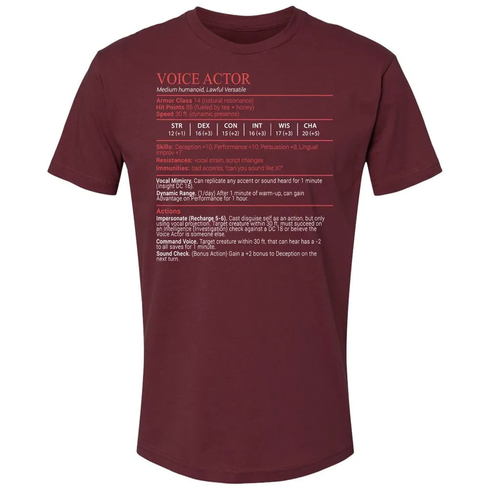 Voice Actor Stats Block - Maroon - 10