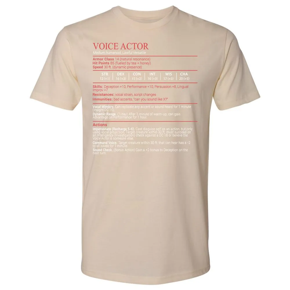 Voice Actor Stats Block - Cream - 20