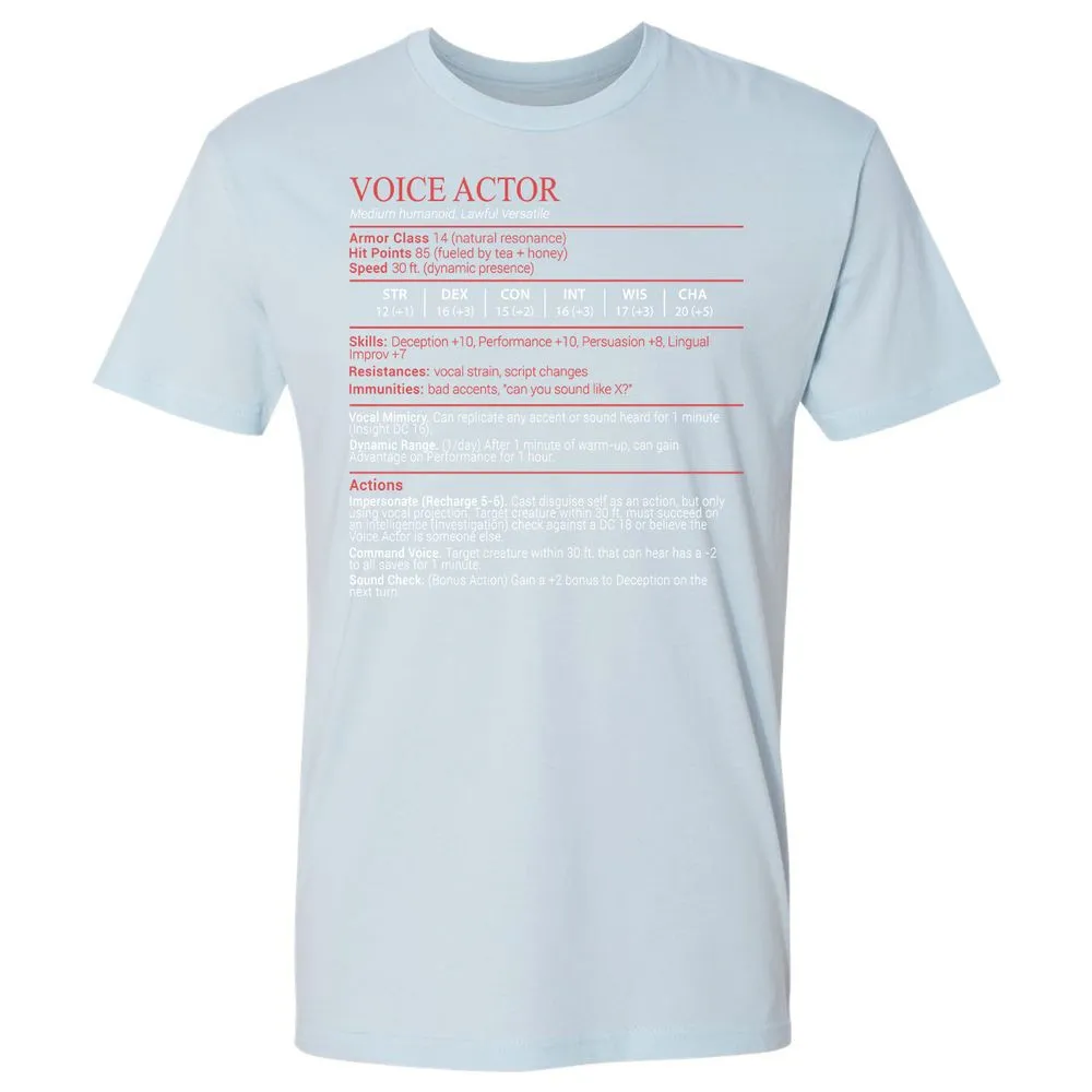 Voice Actor Stats Block - Light Blue - 21