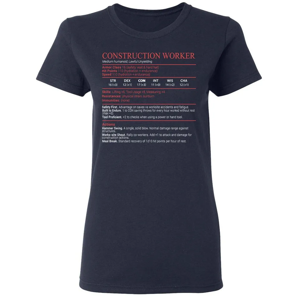 Construction Worker Stats Block - Navy - 2