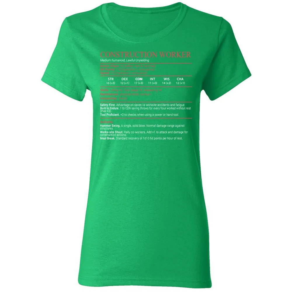 Construction Worker Stats Block - Irish Green - 7