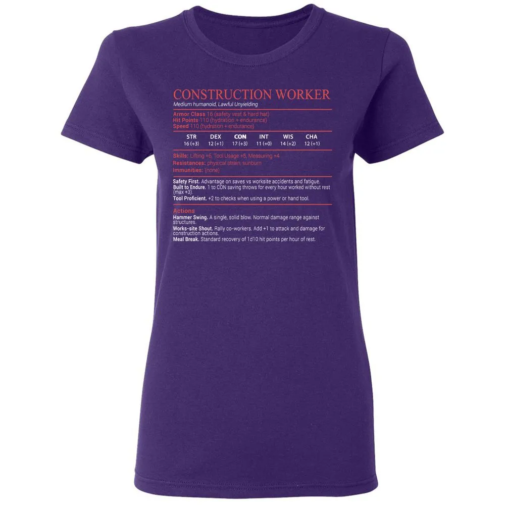 Construction Worker Stats Block - Purple - 10