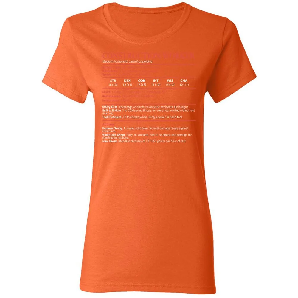 Construction Worker Stats Block - Orange - 12