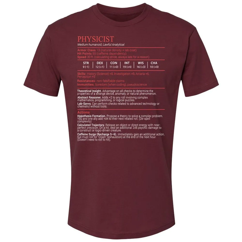Physicist Stats Block - Maroon - 10