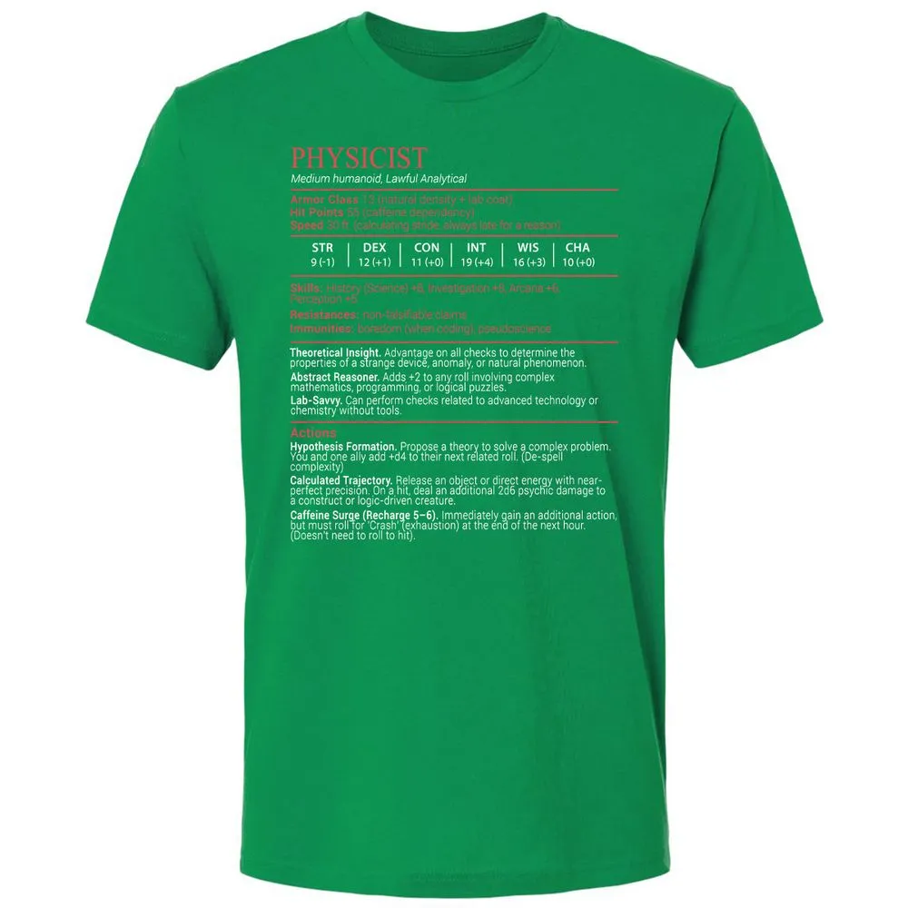 Physicist Stats Block - Kelly Green - 13