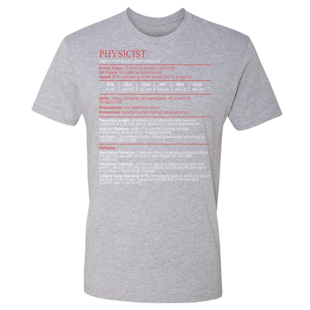 Physicist Stats Block - Heather Grey - 19