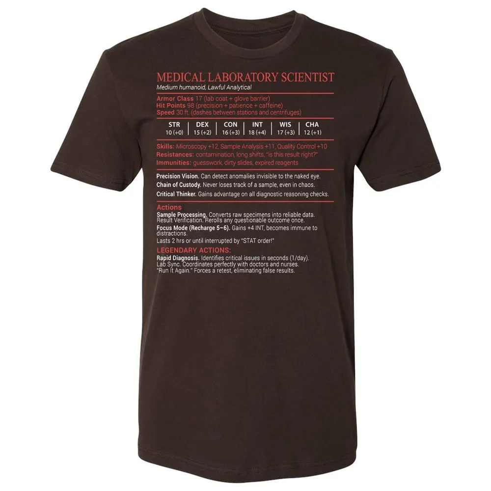 Medical Laboratory Scientist Stats Block - Dark Chocolate - 6