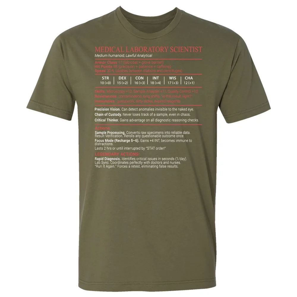 Medical Laboratory Scientist Stats Block - Military Green - 8